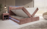 Lade das Bild in den Galerie-Viewer, Luxuriöses Boxspringbett Voyage mit LED-Beleuchtung, Stauraum und Cord-Stoffbezug

