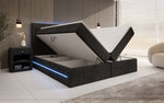 Lade das Bild in den Galerie-Viewer, Luxuriöses Boxspringbett Voyage mit LED-Beleuchtung, Stauraum und Cord-Stoffbezug

