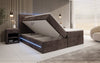 Luxuriöses Boxspringbett Voyage mit LED-Beleuchtung, Stauraum und Cord-Stoffbezug