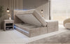 Luxuriöses Boxspringbett Voyage mit LED-Beleuchtung, Stauraum und Cord-Stoffbezug