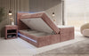 Luxuriöses Boxspringbett Voyage mit LED-Beleuchtung, Stauraum und Cord-Stoffbezug