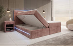 Lade das Bild in den Galerie-Viewer, Luxuriöses Boxspringbett Voyage mit LED-Beleuchtung, Stauraum und Cord-Stoffbezug
