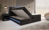 Luxuriöses Boxspringbett Voyage mit LED-Beleuchtung, Stauraum und Cord-Stoffbezug
