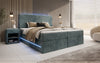 Luxuriöses Boxspringbett Voyage mit LED-Beleuchtung, Stauraum und Cord-Stoffbezug