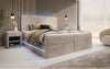 Luxuriöses Boxspringbett Voyage mit LED-Beleuchtung, Stauraum und Cord-Stoffbezug