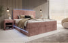 Luxuriöses Boxspringbett Voyage mit LED-Beleuchtung, Stauraum und Cord-Stoffbezug