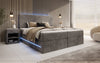 Luxuriöses Boxspringbett Voyage mit LED-Beleuchtung, Stauraum und Cord-Stoffbezug
