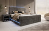 Luxuriöses Boxspringbett Voyage mit LED-Beleuchtung, Stauraum und Cord-Stoffbezug