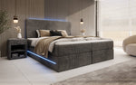Lade das Bild in den Galerie-Viewer, Luxuriöses Boxspringbett Voyage mit LED-Beleuchtung, Stauraum und Cord-Stoffbezug
