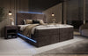 Luxuriöses Boxspringbett Voyage mit LED-Beleuchtung, Stauraum und Cord-Stoffbezug