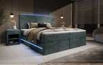 Lade das Bild in den Galerie-Viewer, Luxuriöses Boxspringbett Voyage mit LED-Beleuchtung, Stauraum und Cord-Stoffbezug
