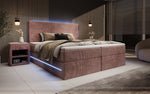 Lade das Bild in den Galerie-Viewer, Luxuriöses Boxspringbett Voyage mit LED-Beleuchtung, Stauraum und Cord-Stoffbezug
