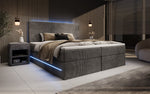 Lade das Bild in den Galerie-Viewer, Luxuriöses Boxspringbett Voyage mit LED-Beleuchtung, Stauraum und Cord-Stoffbezug
