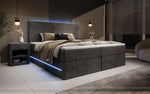 Lade das Bild in den Galerie-Viewer, Luxuriöses Boxspringbett Voyage mit LED-Beleuchtung, Stauraum und Cord-Stoffbezug
