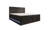 Luxuriöses Boxspringbett Voyage mit LED-Beleuchtung, Stauraum und Cord-Stoffbezug
