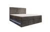 Luxuriöses Boxspringbett Voyage mit LED-Beleuchtung, Stauraum und Cord-Stoffbezug