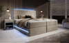 Luxuriöses Boxspringbett Voyage mit LED & Stauraum, Samtbezug