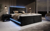 Luxuriöses Samt Boxspringbett Voyage mit LED-Beleuchtung und Stauraum