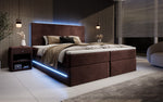 Lade das Bild in den Galerie-Viewer, Luxuriöses Samt Boxspringbett Voyage mit LED-Beleuchtung und Stauraum
