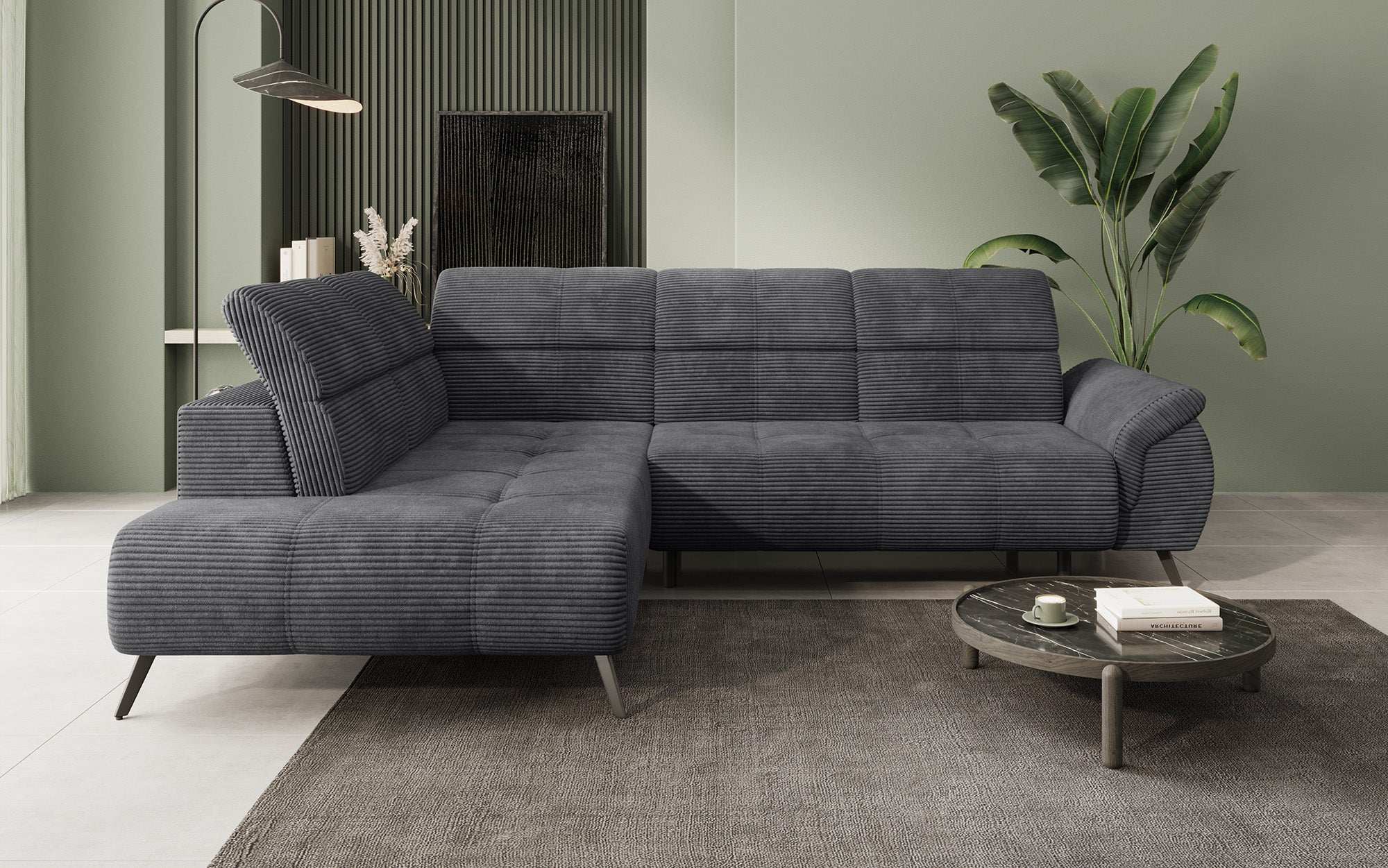 Luxuriöses Designer Sofa Genova II: Elektrische Sitzverlängerung & Integrierter USB-Anschluss
