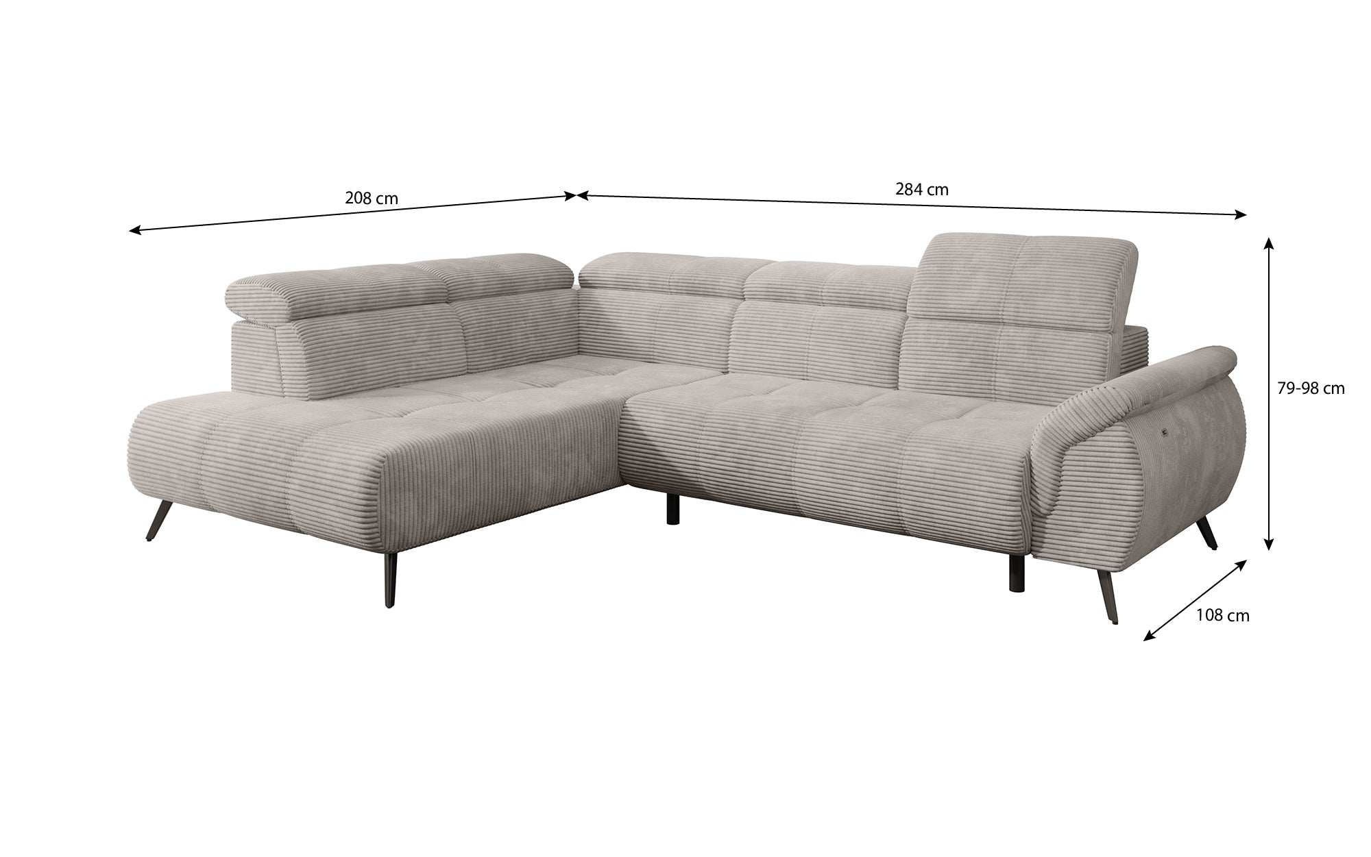 Luxuriöses Designer Sofa Genova II: Elektrische Sitzverlängerung & Integrierter USB-Anschluss