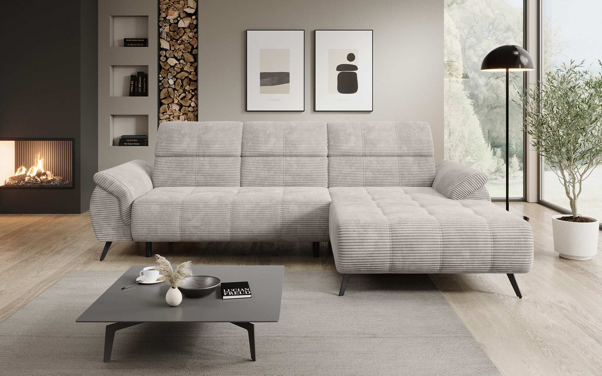 Luxuriöses Designer Sofa Genova I mit elektrischer Sitzverlängerung, USB, Schlaf- & Klappfunktion