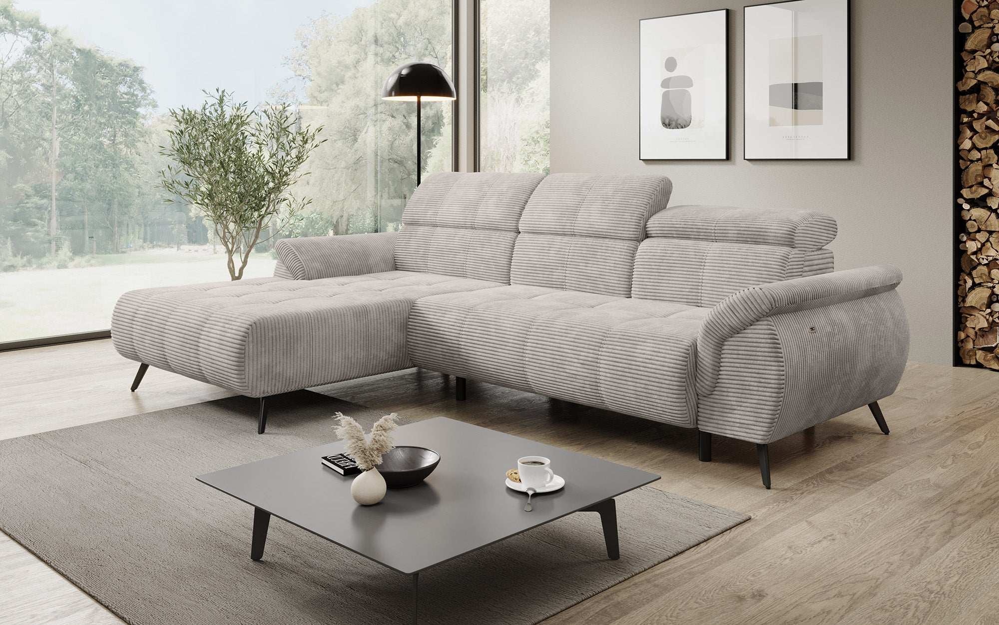 Luxuriöses Designer Sofa Genova I mit elektrischer Sitzverlängerung, USB, Schlaf- & Klappfunktion