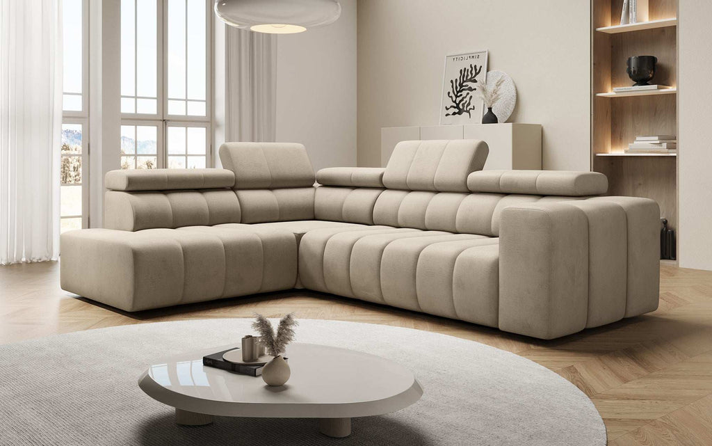 Luxuriöses Designer Sofa Aurora L mit Elektrischer Schlaffunktion, Kopfstützen & Stauraum