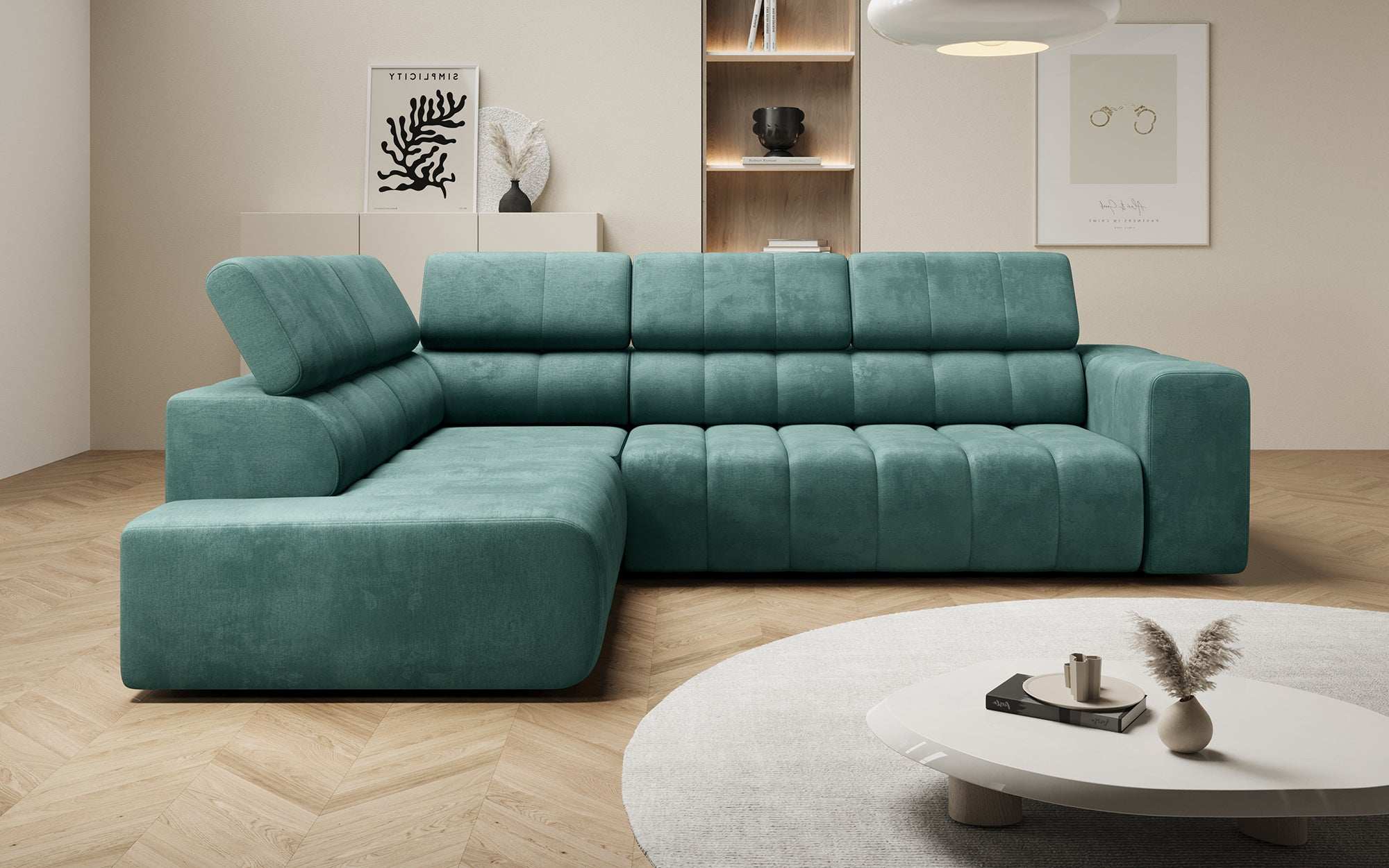 Luxuriöses Designer Sofa Aurora L mit Elektrischer Schlaffunktion, Kopfstützen & Stauraum