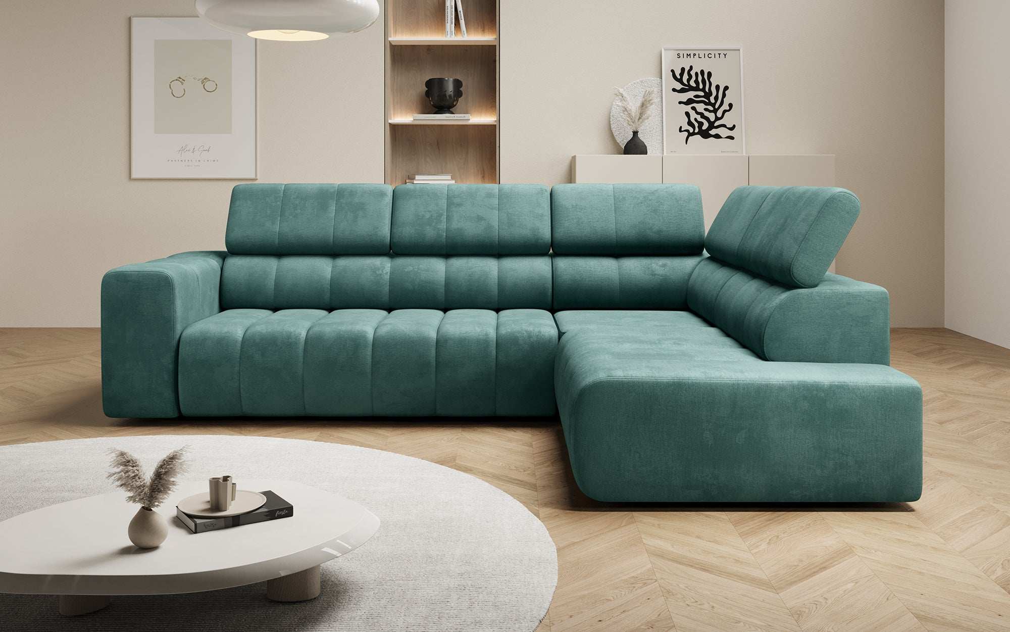 Luxuriöses Designer Sofa Aurora L mit Elektrischer Schlaffunktion, Kopfstützen & Stauraum