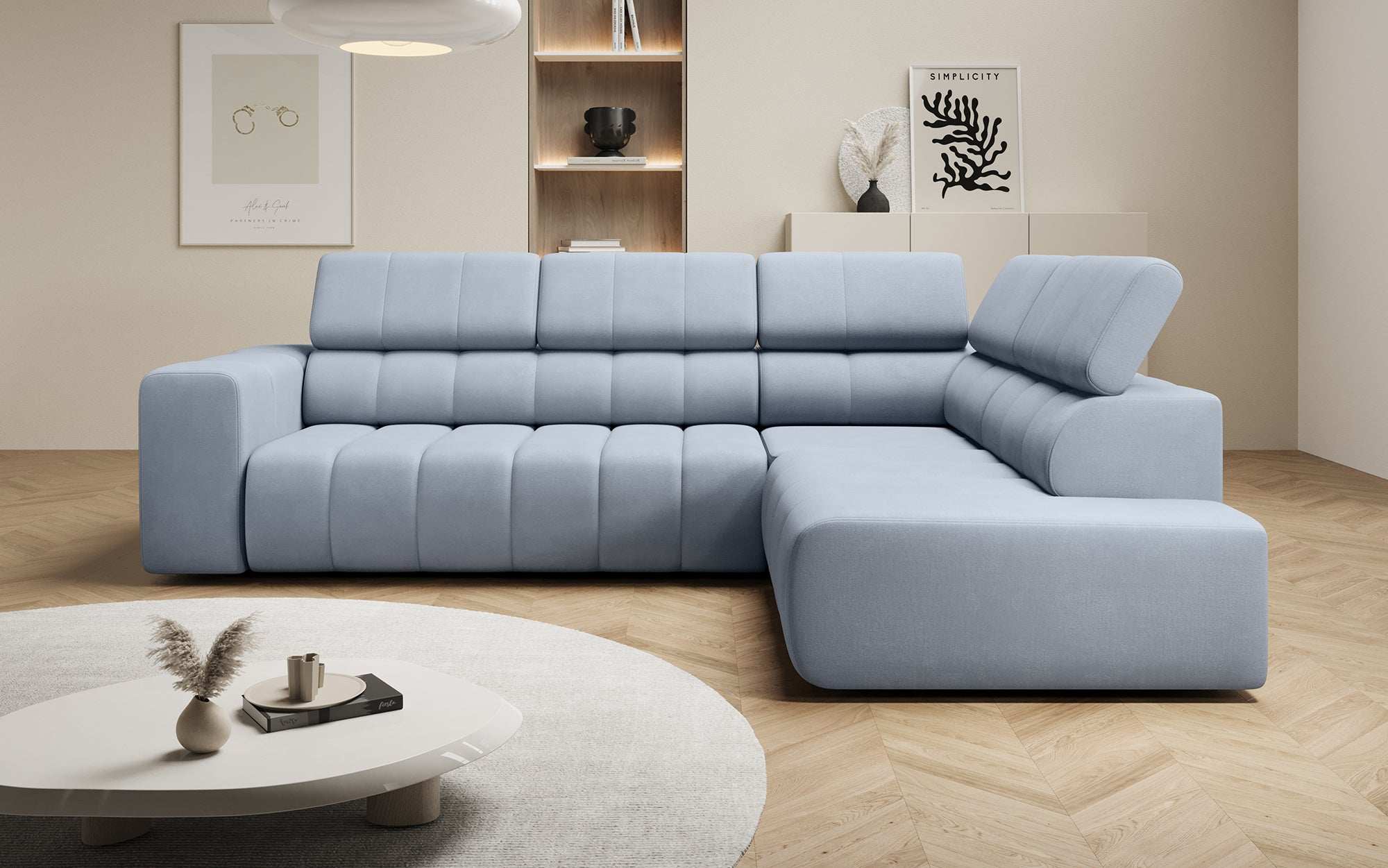 Luxuriöses Designer Sofa Aurora L mit Elektrischer Schlaffunktion, Kopfstützen & Stauraum