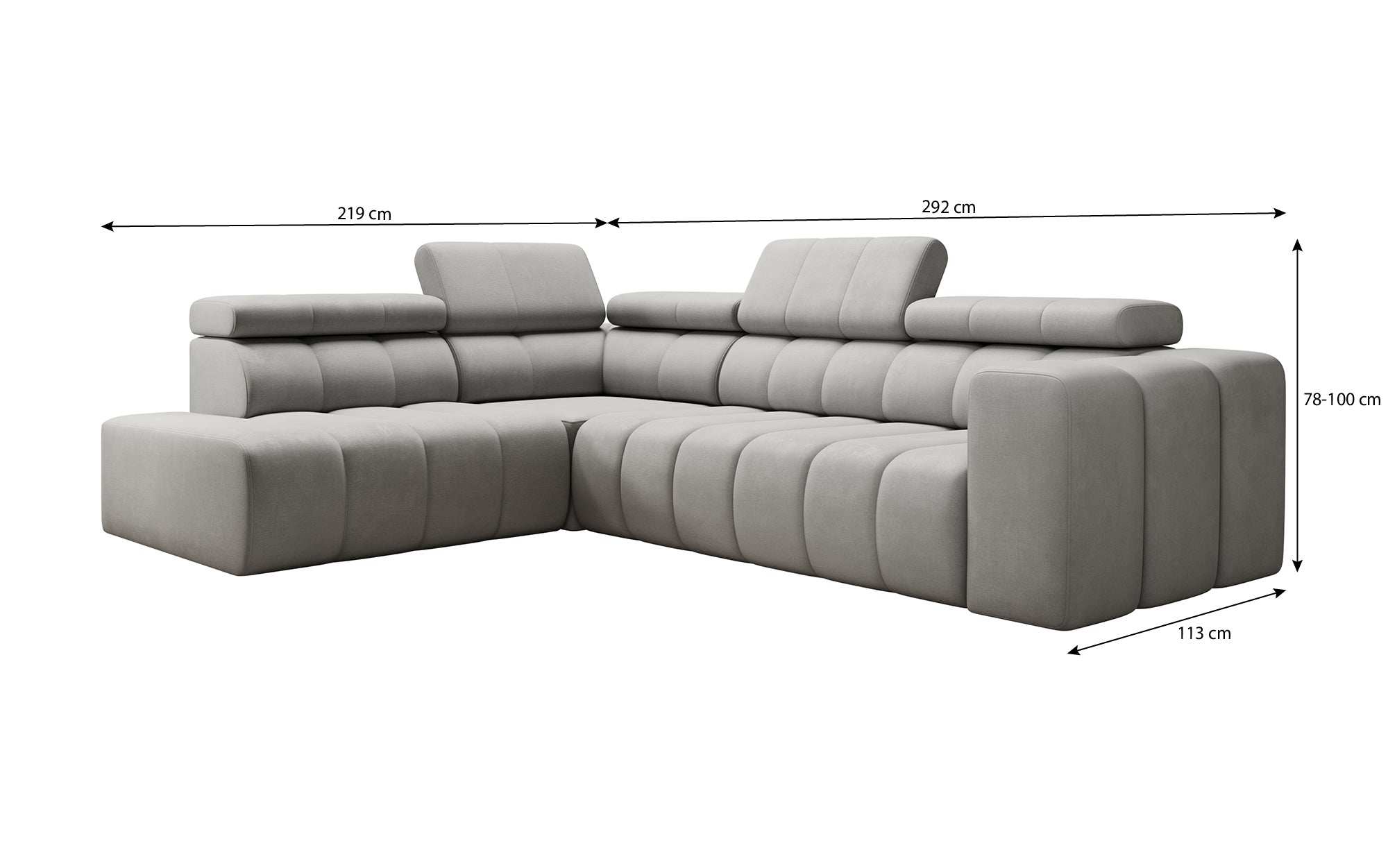 Luxuriöses Designer Sofa Aurora L mit Elektrischer Schlaffunktion, Kopfstützen & Stauraum