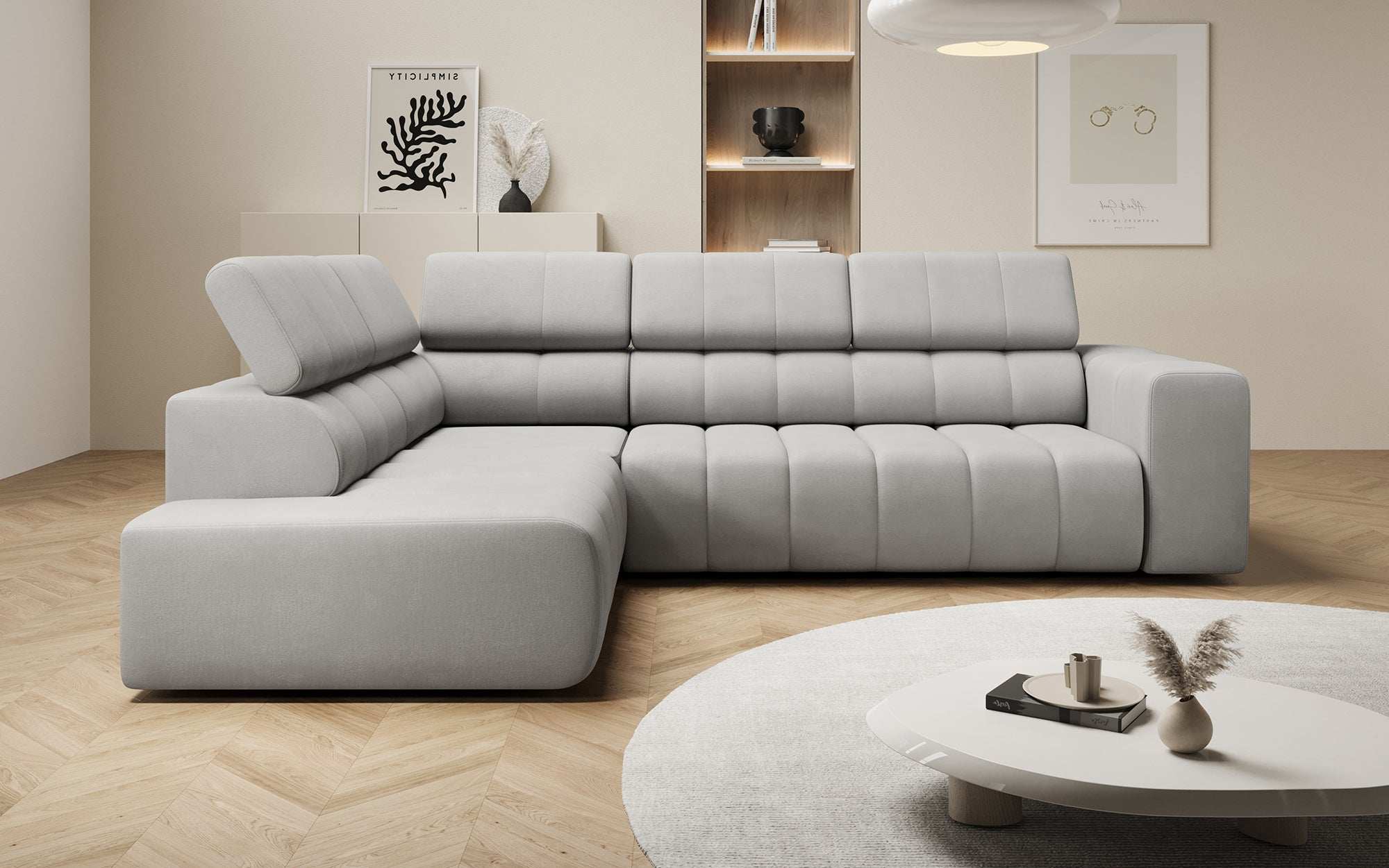 Luxuriöses Designer Sofa Aurora L mit Elektrischer Schlaffunktion, Kopfstützen & Stauraum