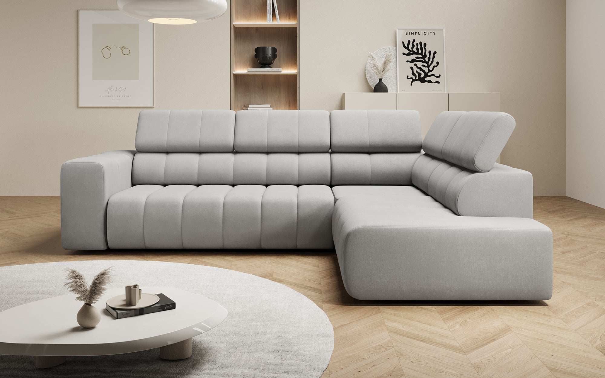 Luxuriöses Designer Sofa Aurora L mit Elektrischer Schlaffunktion, Kopfstützen & Stauraum
