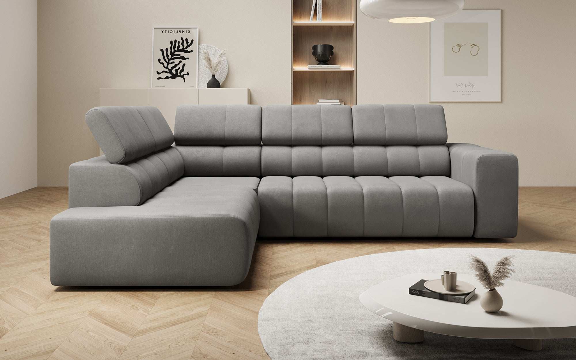 Luxuriöses Designer Sofa Aurora L mit Elektrischer Schlaffunktion, Kopfstützen & Stauraum
