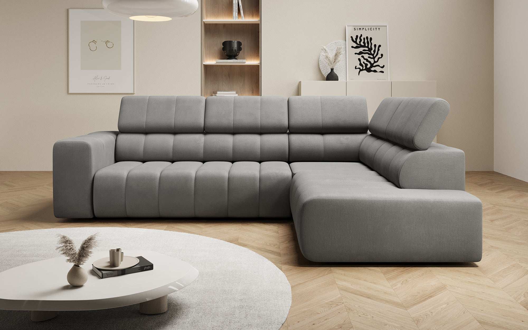 Luxuriöses Designer Sofa Aurora L mit Elektrischer Schlaffunktion, Kopfstützen & Stauraum