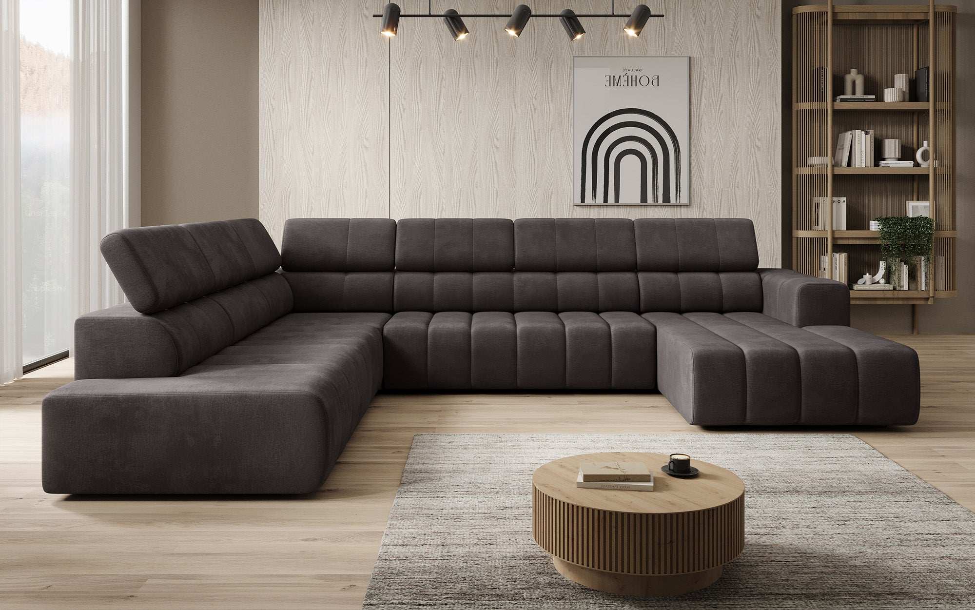 Luxuriöses Aurora Maxi Samt Designer Sofa mit Elektrischer Sitzerweiterung und Schlafsofa-Funktion