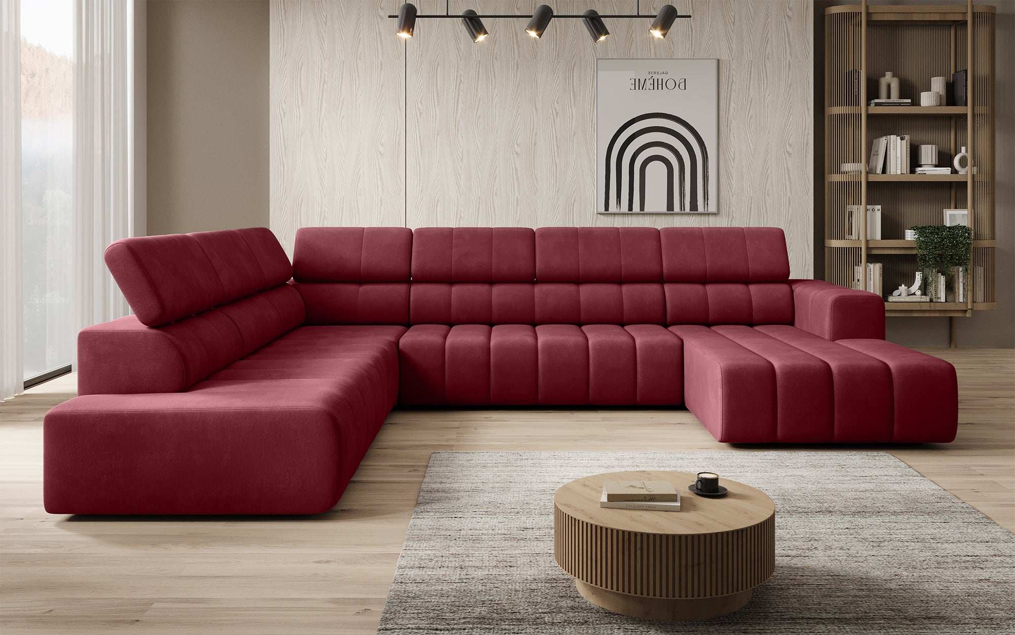 Luxuriöses Aurora Maxi Samt Designer Sofa mit Elektrischer Sitzerweiterung und Schlafsofa-Funktion