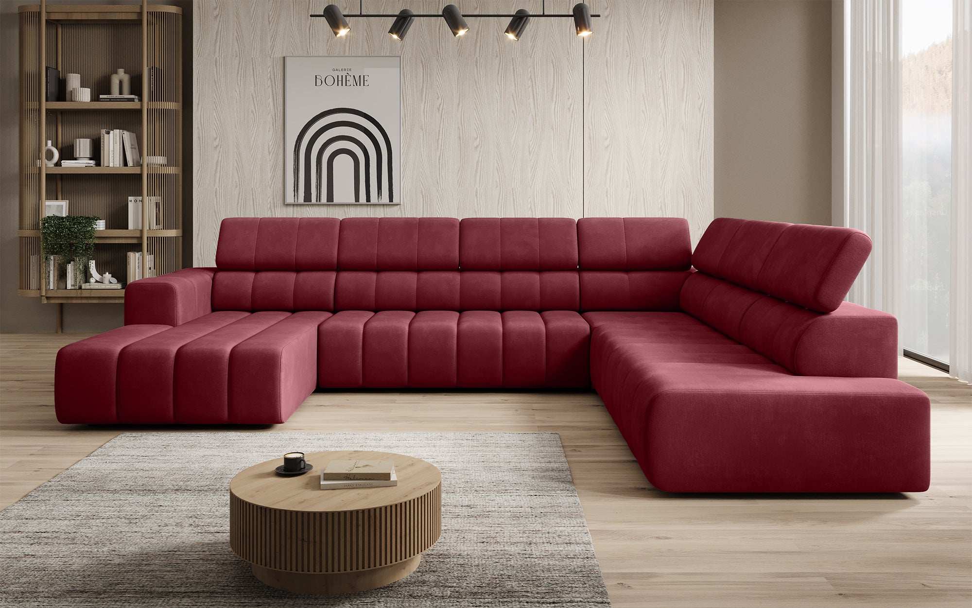Luxuriöses Aurora Maxi Samt Designer Sofa mit Elektrischer Sitzerweiterung und Schlafsofa-Funktion