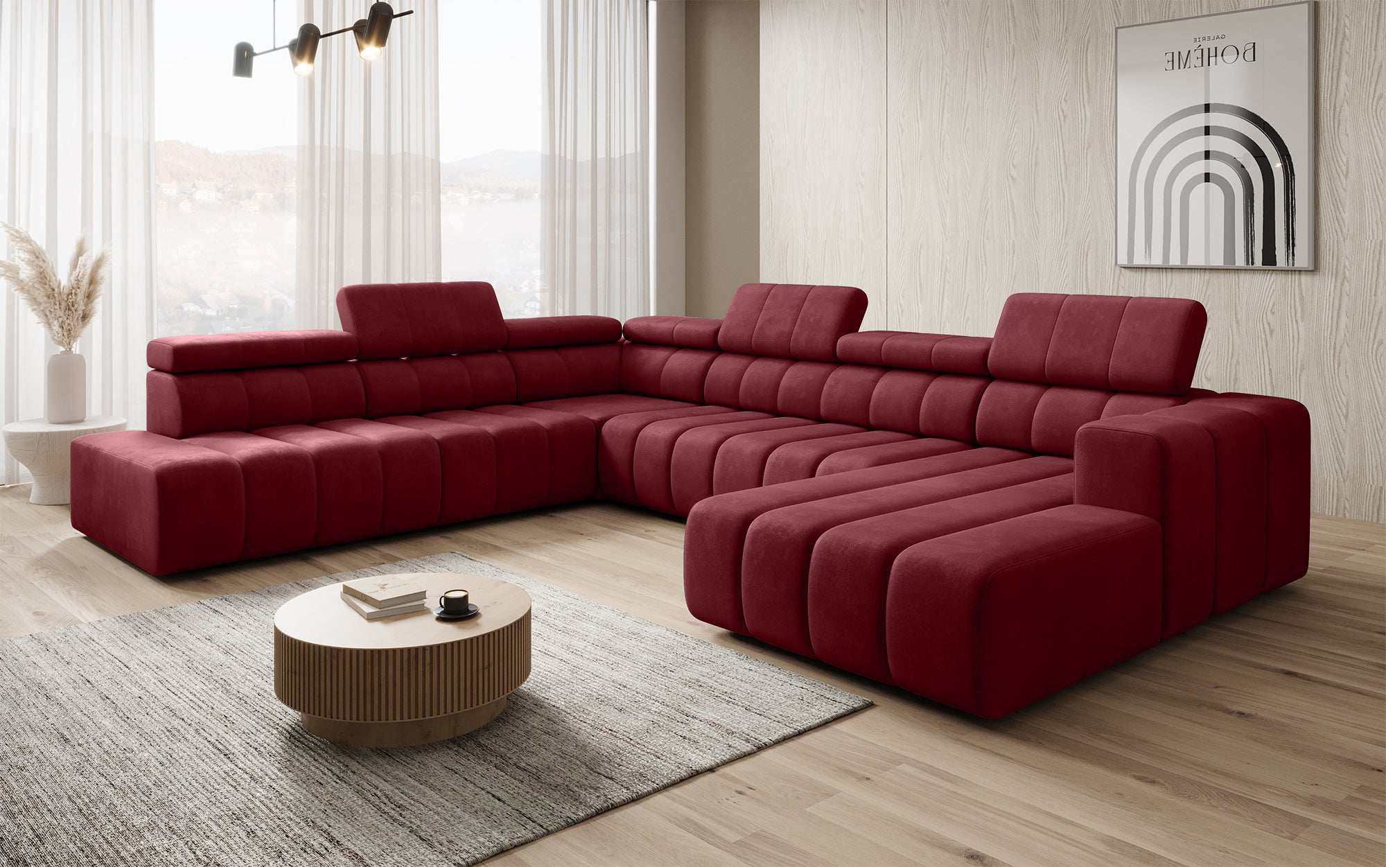 Luxuriöses Aurora Maxi Samt Designer Sofa mit Elektrischer Sitzerweiterung und Schlafsofa-Funktion