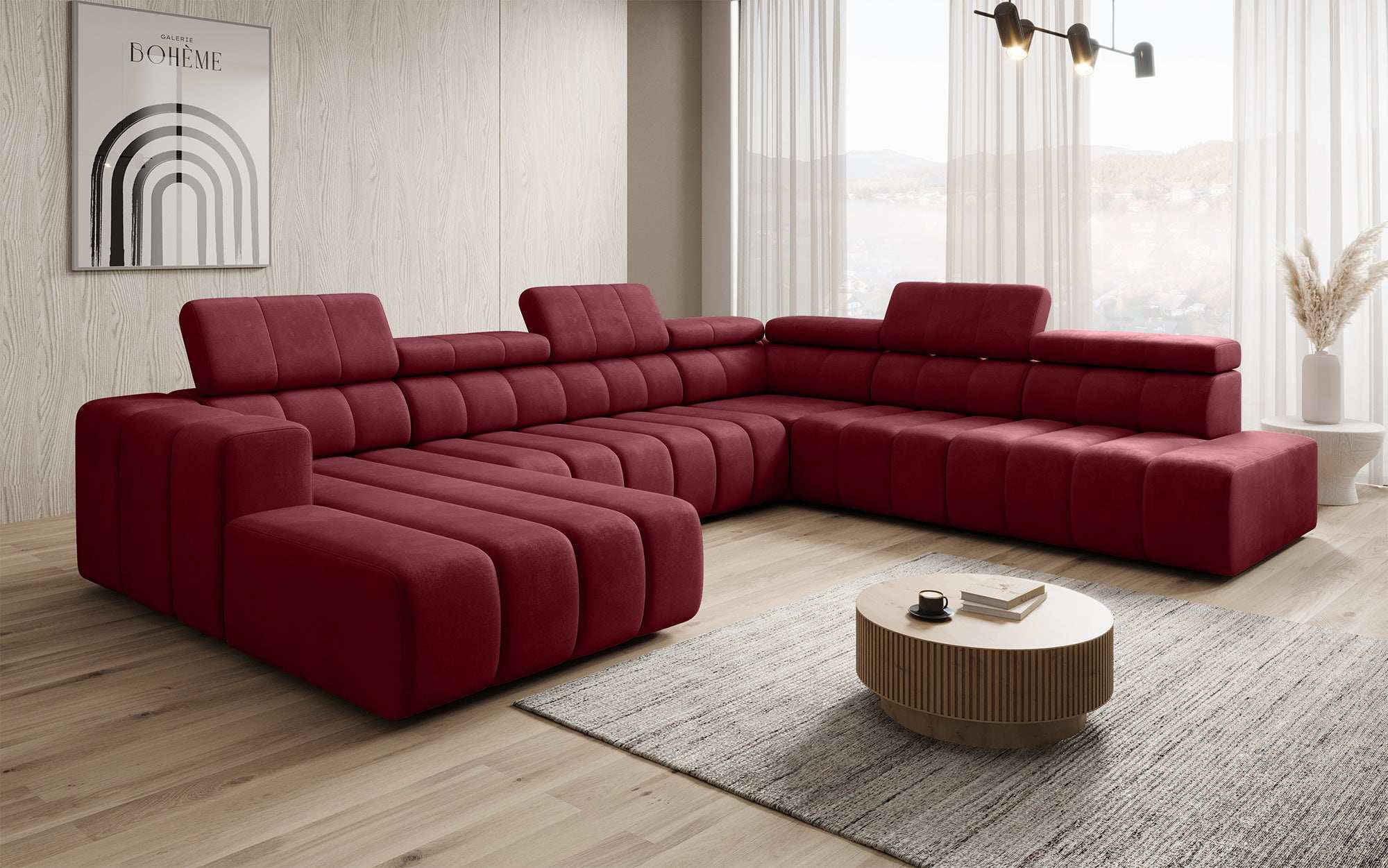 Luxuriöses Aurora Maxi Samt Designer Sofa mit Elektrischer Sitzerweiterung und Schlafsofa-Funktion