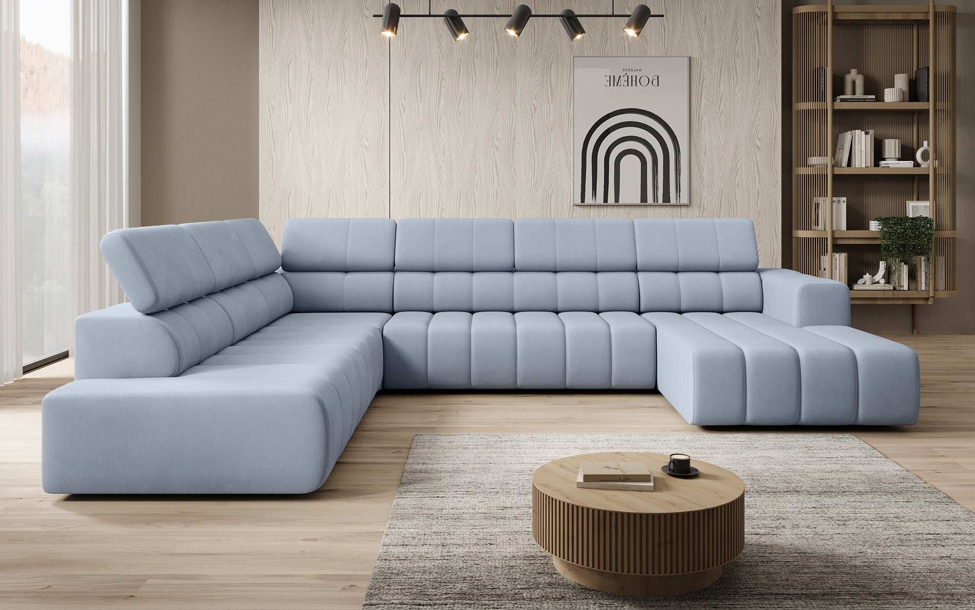 Luxuriöses Aurora Maxi Samt Designer Sofa mit Elektrischer Sitzerweiterung und Schlafsofa-Funktion