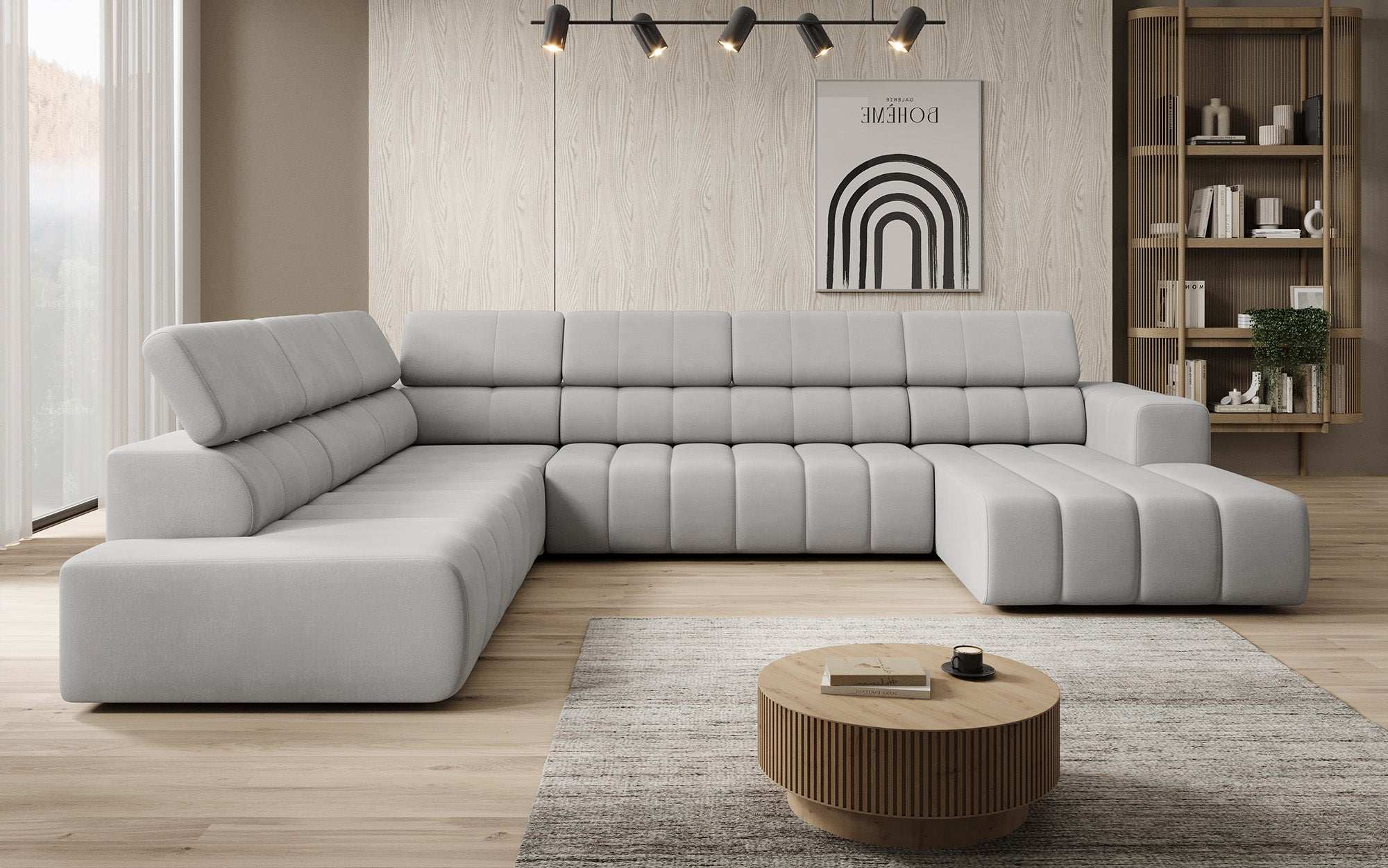 Luxuriöses Aurora Maxi Samt Designer Sofa mit Elektrischer Sitzerweiterung und Schlafsofa-Funktion