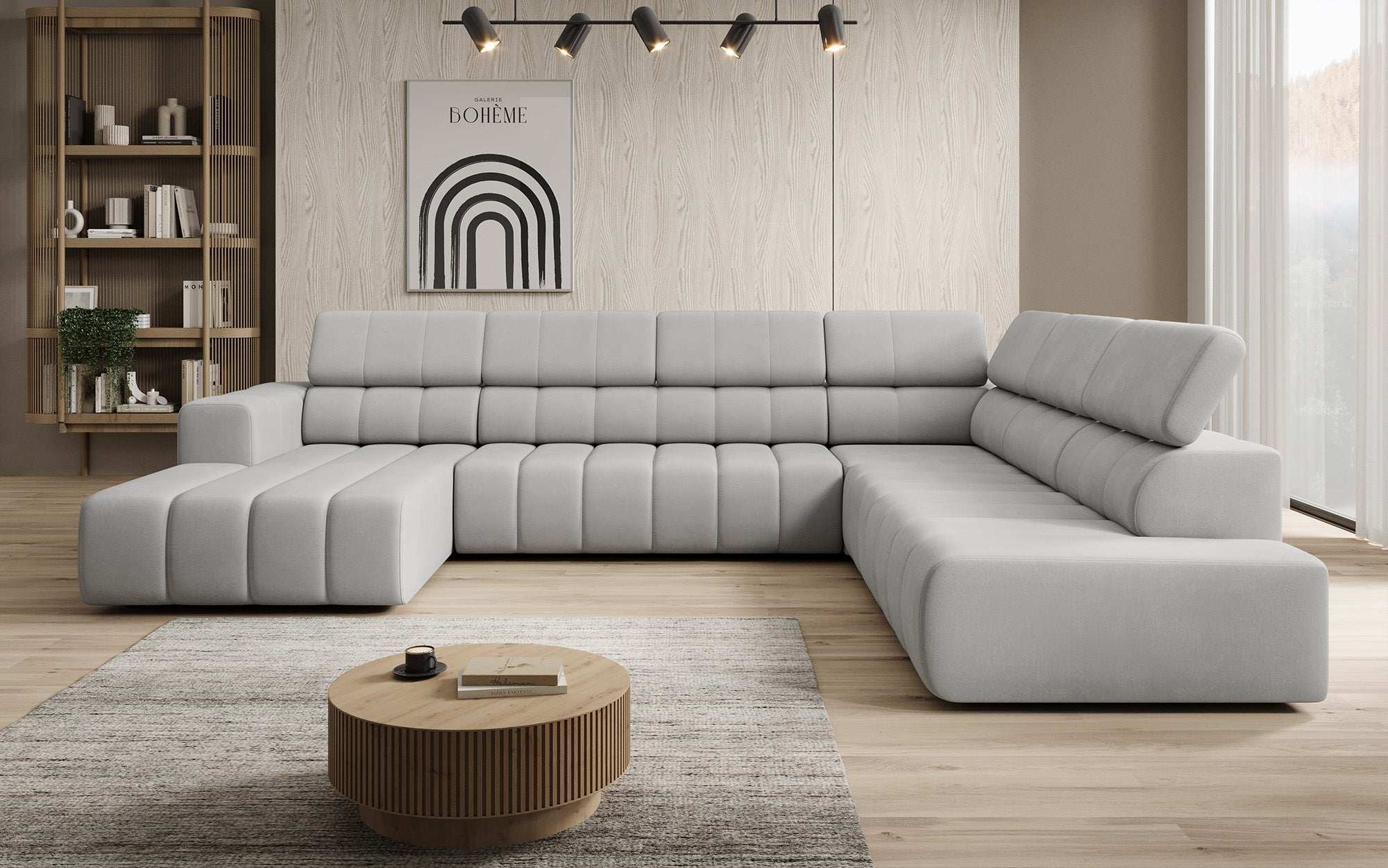 Luxuriöses Aurora Maxi Samt Designer Sofa mit Elektrischer Sitzerweiterung und Schlafsofa-Funktion