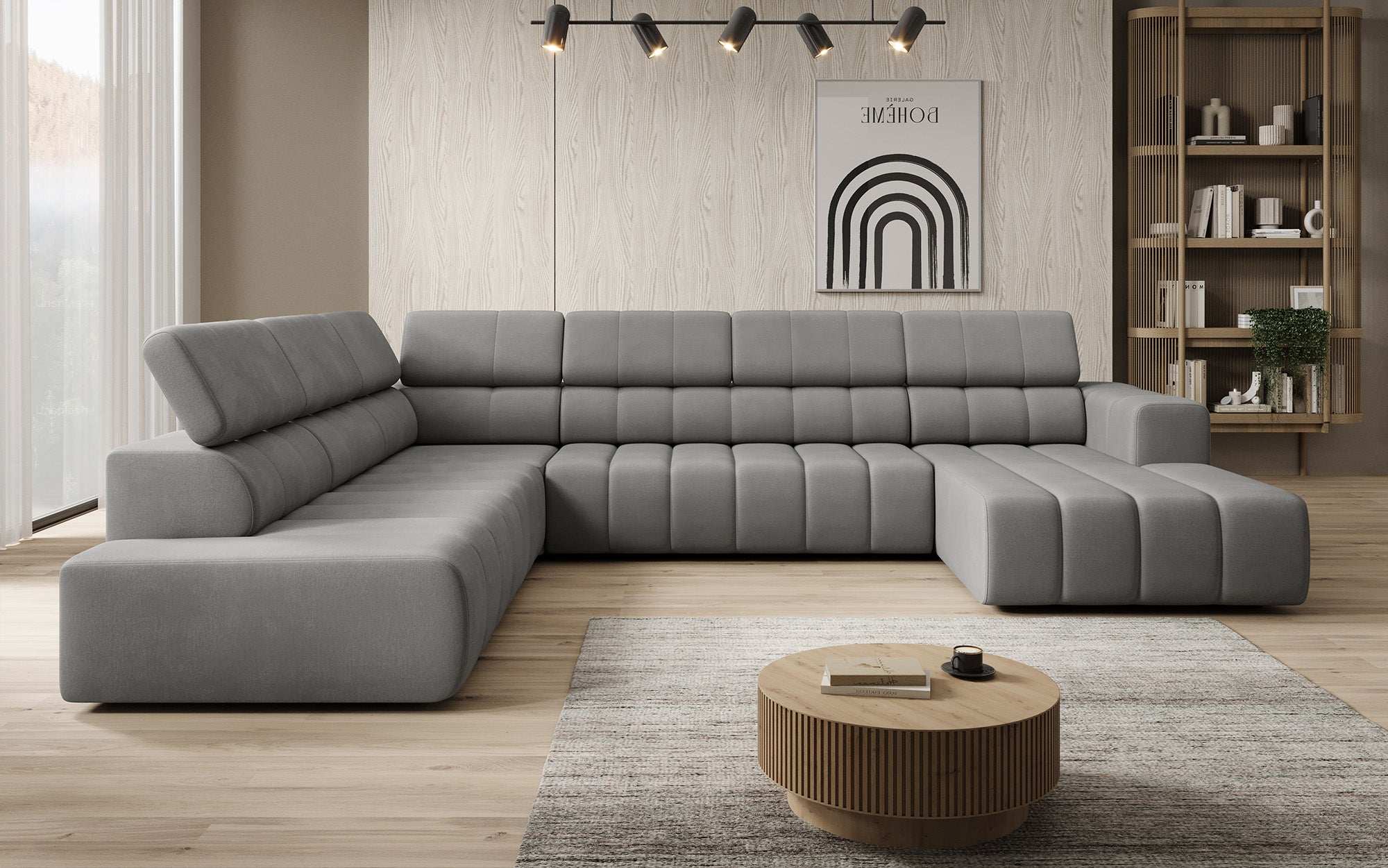 Luxuriöses Aurora Maxi Samt Designer Sofa mit Elektrischer Sitzerweiterung und Schlafsofa-Funktion