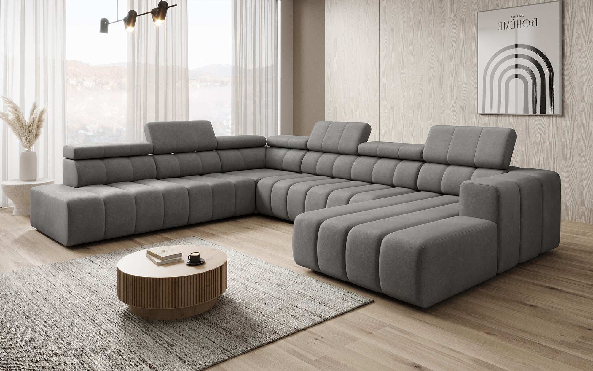 Luxuriöses Aurora Maxi Samt Designer Sofa mit Elektrischer Sitzerweiterung und Schlafsofa-Funktion