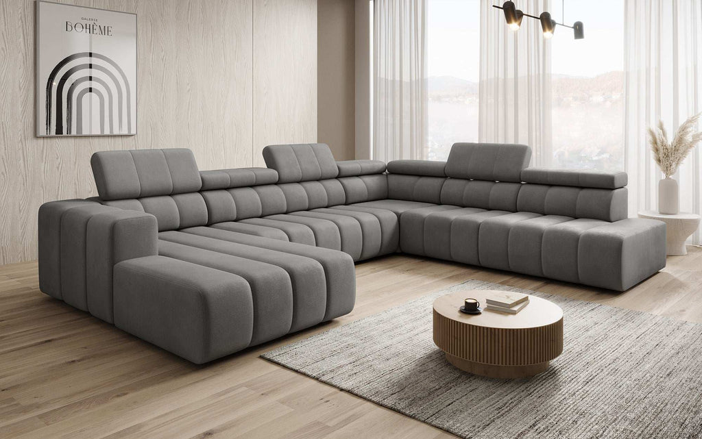 Luxuriöses Aurora Maxi Samt Designer Sofa mit Elektrischer Sitzerweiterung und Schlafsofa-Funktion