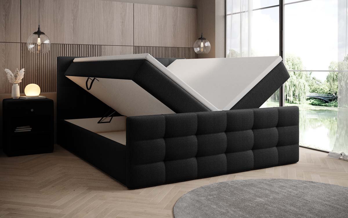 Luxor Bouclé Boxspringbett: Elegantes Design, Gemütlicher Schlaf, Praktischer Stauraum
