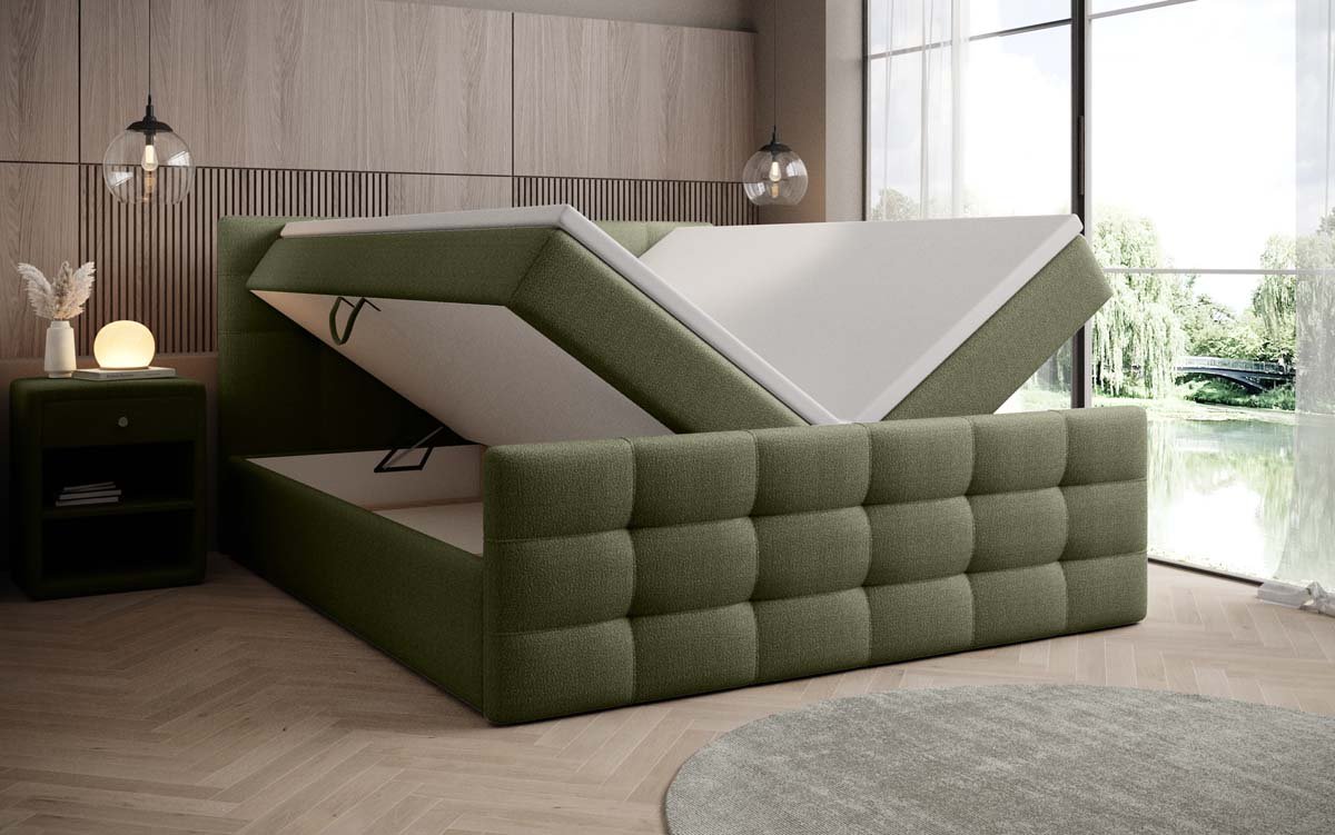 Luxor Bouclé Boxspringbett: Elegantes Design, Gemütlicher Schlaf, Praktischer Stauraum