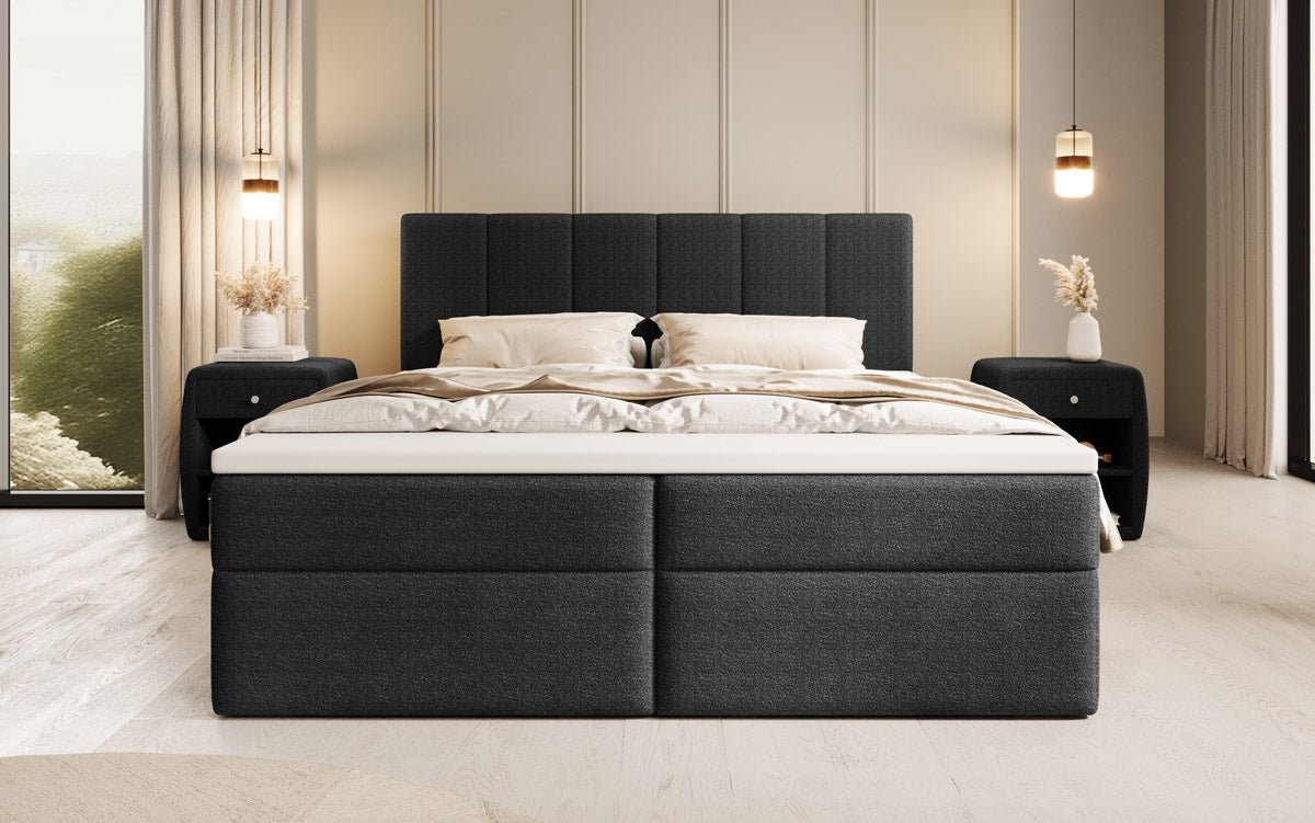 Aurelia Bouclé Boxspringbett mit Stauraum: Luxus Schlafkomfort & Praktische Eleganz